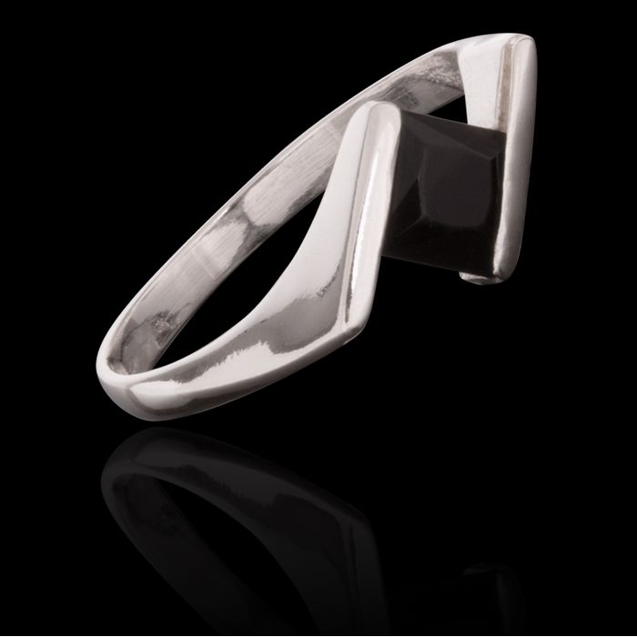 Anel/Aliança Zircônia 6x5 mm Preto Prata 925