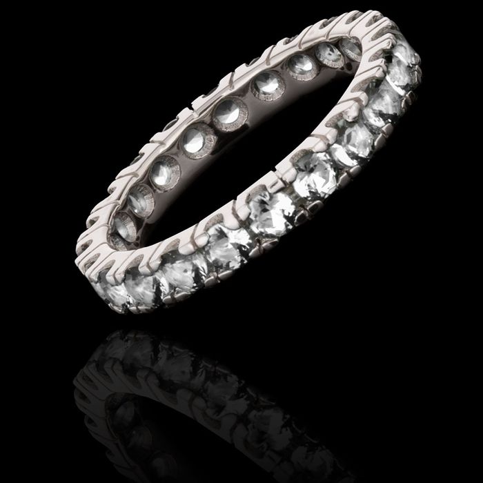 Anel Riviera Zircônia Cristal 3mm Prata 925 (todos os números) 