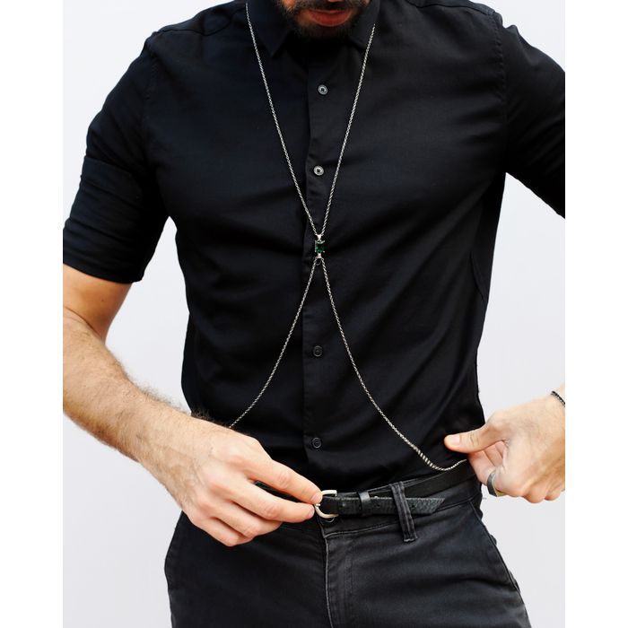 Body Chain Zircônia Esmeralda Zamak Níquel
