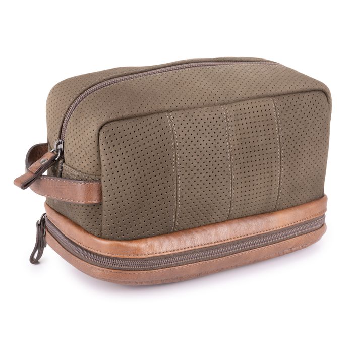 Necessaire Couro Legítimo Nobuck Café NC109