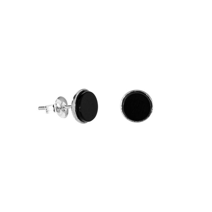 Brinco Pedra Natural Ônix Negra Prata 925 - 1 PEÇA (Não é o par) 