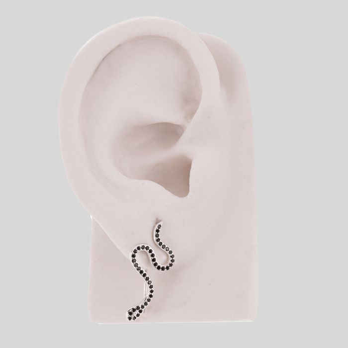 Brinco Earcuff Serpente Cravejada Prata 925 - 1 PEÇA (Não é o par)