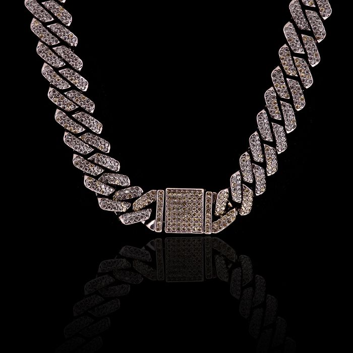 Colar Corrente Strass 15mm Zamak Grafite