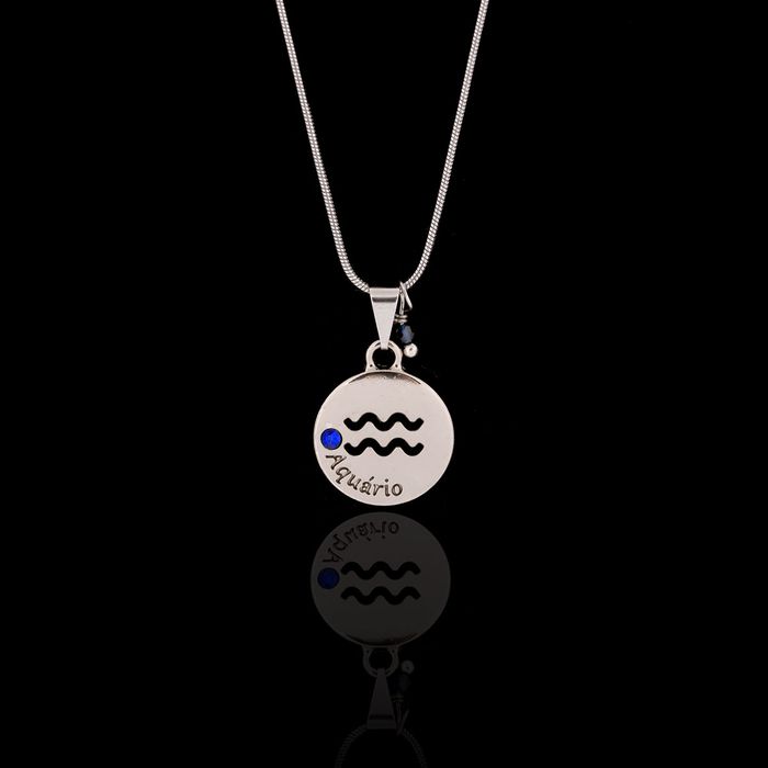 Colar Signo Aquário Aço Inox Prateado