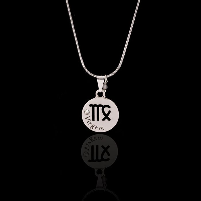 Colar Signo Virgem Aço Inox Prateado