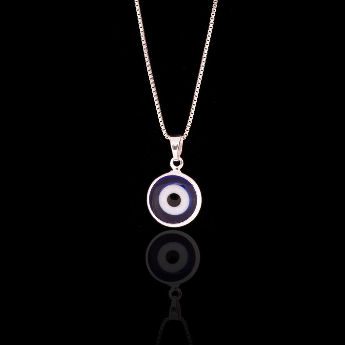 Colar Olho Grego Azul 12mm Prata 925 
