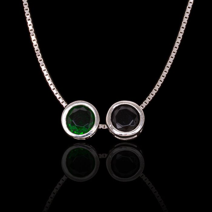 Escapulário Zircônia Circular Paraíba/Preto Prata 925