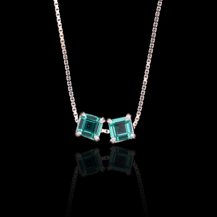 Escapulário Zircônia Turmalina 6mm Prata 925