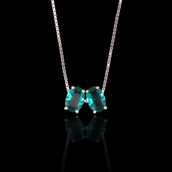 Escapulário Zircônias Turmalinas 6x8mm Prata 925