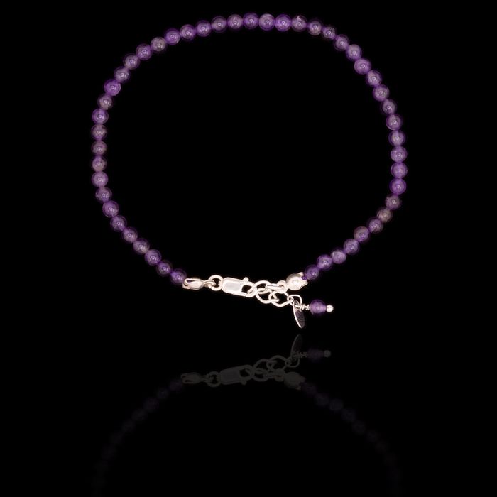 Pulseira Pedra Natural Ametista Prata 925 