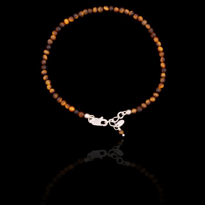 Pulseira Pedra Natural Olho De Tigre Prata 925 