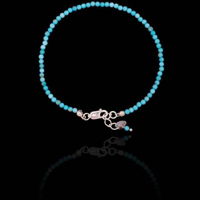 Pulseira Pedra Natural Turquesa Clara Prata 925