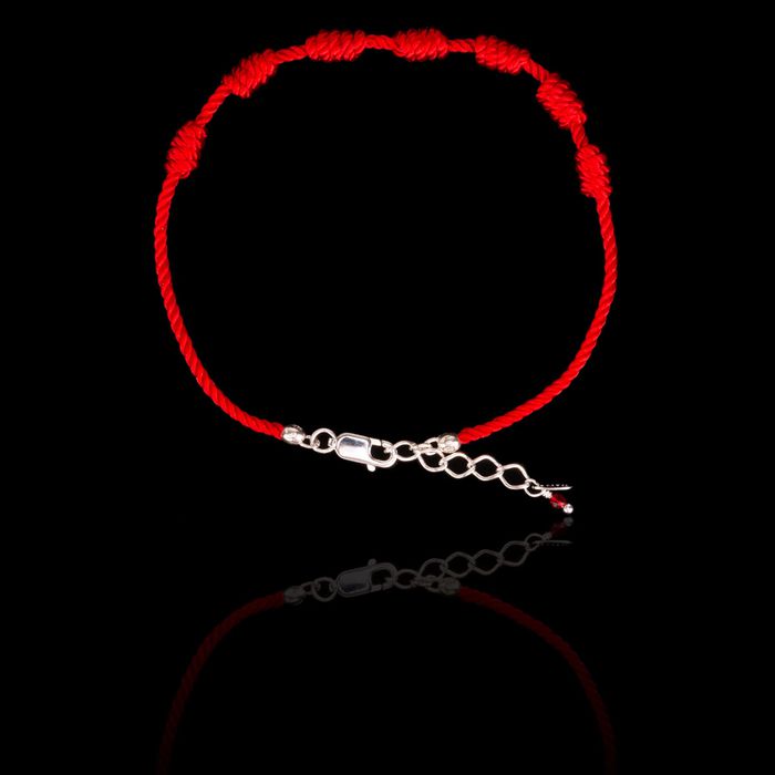 Pulseira 7 Nós Vermelha Kabbalah Prata 925 