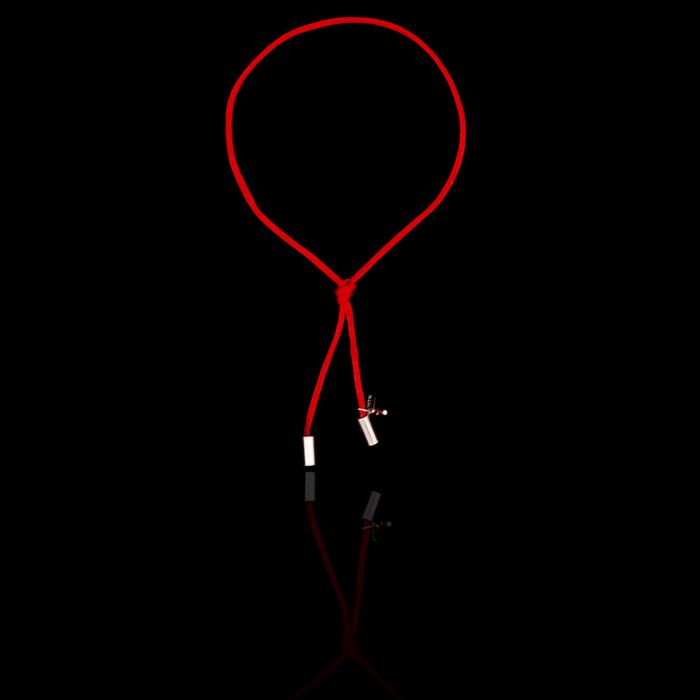 Pulseira da Sorte Fio de Seda Vermelho com terminais em Prata 925 (Sem regulagem)