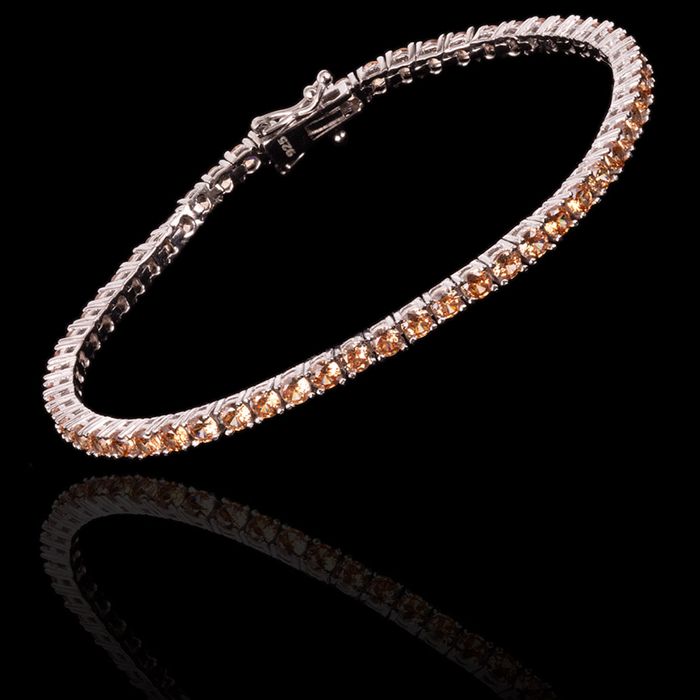 Pulseira Riviera Zircônia Champagne 3mm Prata 925