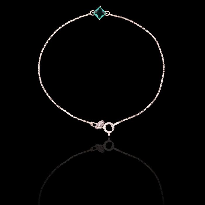 Pulseira Zircônia Turmalina 5x5mm Prata 925