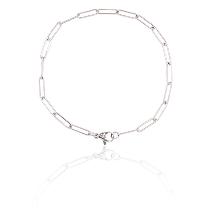 Pulseira Elos 1,2cm x 3mm Aço Inox Níquel