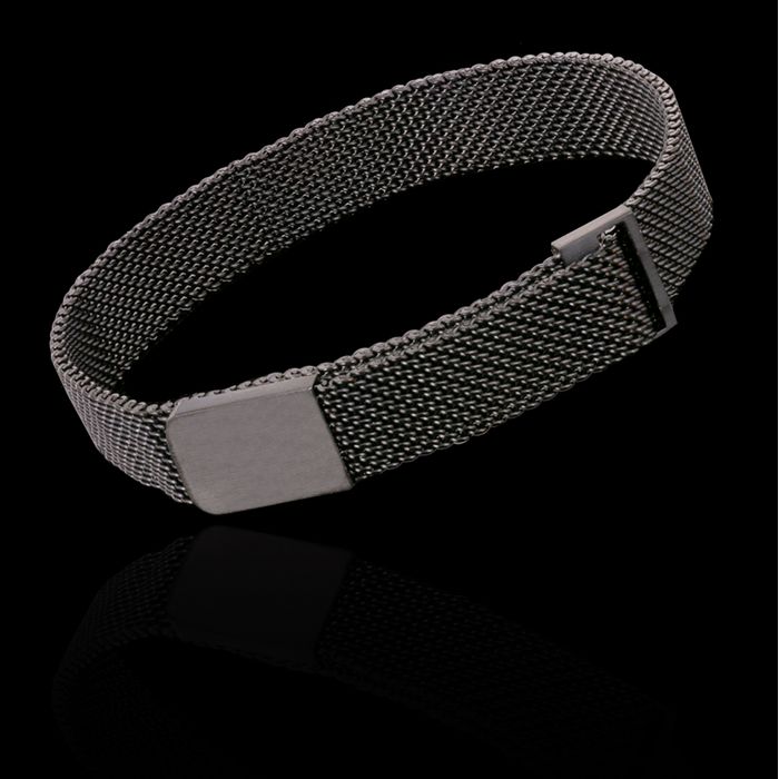 Pulseira Magnética Malha Flexível Aço Inox Preto