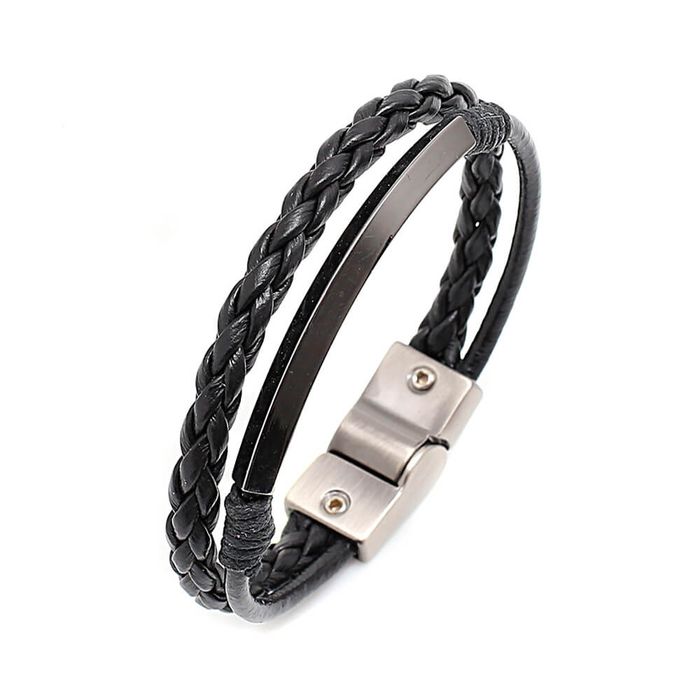 Pulseira Mp011 Couro Preto