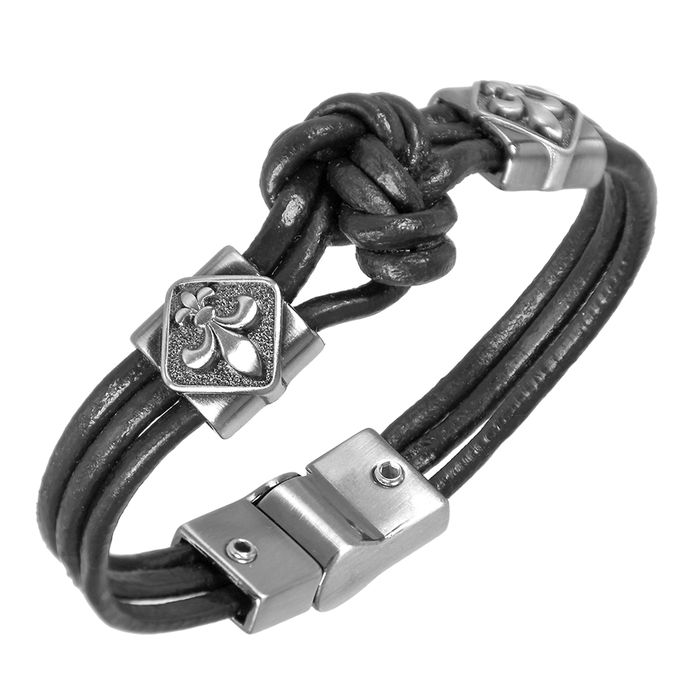 Pulseira No Macaco com Fio de Couro Preto