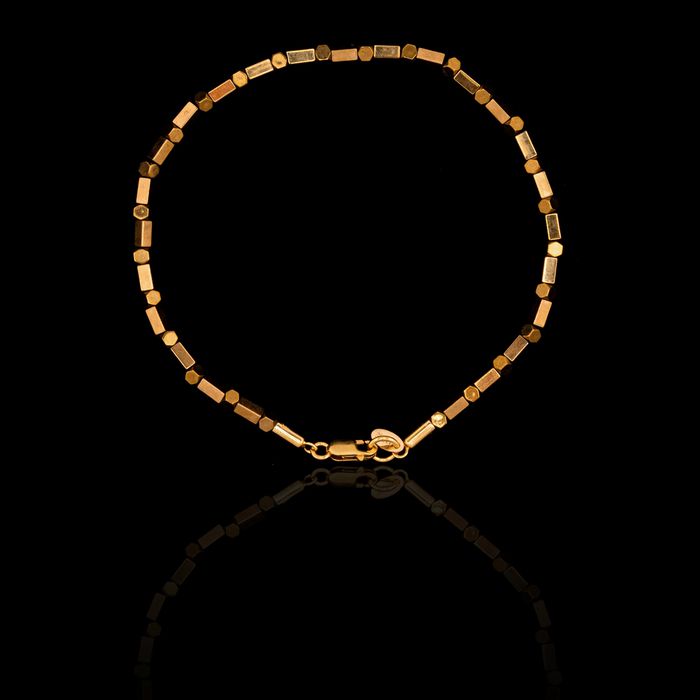 Pulseira Pedra Natural Hematita Dourada Prata 925 