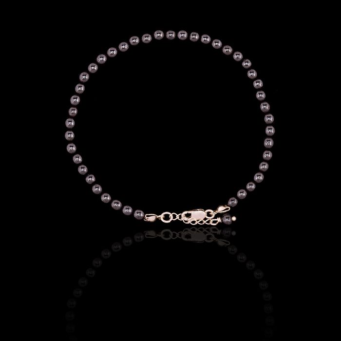 Pulseira Pedra Natural Hematita Esfera Prata 925