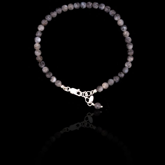 Pulseira Pedra Natural Esfera Labradorita Prata 925