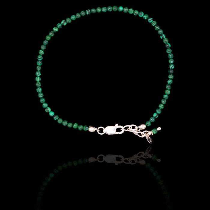 Pulseira Pedra Natural Malaquita Prata 925 