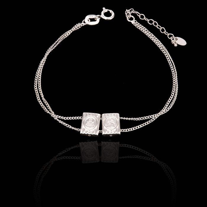 Pulseira tipo Escapulário Sagrado Coração de Jesus/Nossa Sra Do Carmo Prata 925