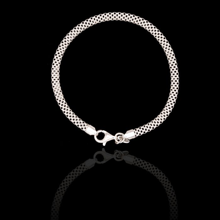 Pulseira Malha Maleável 4mm Prata 925