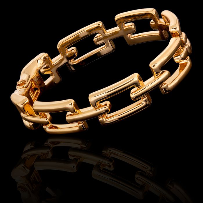 Bracelete Elos Quadrados Zamac Dourado