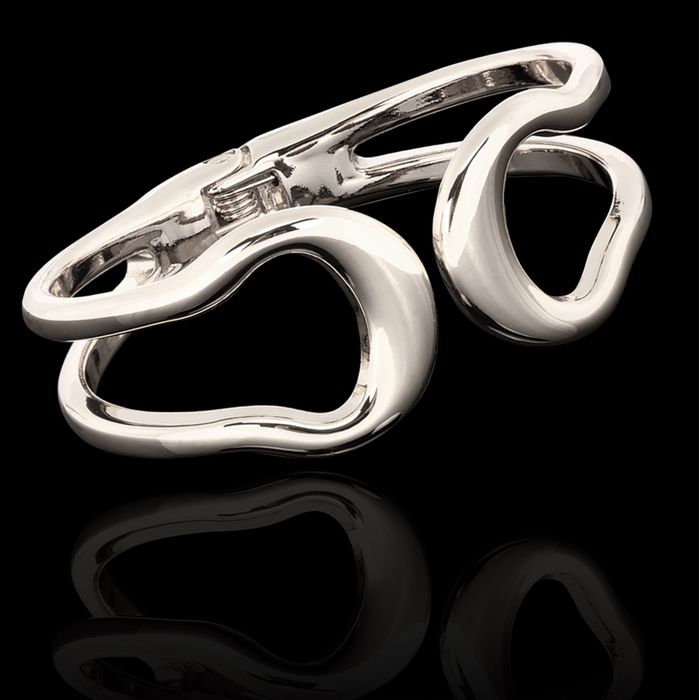 Bracelete Maxi Curves Zamac Prateado