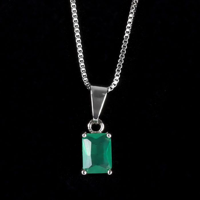 Colar Zircônia Esmeralda 4x6mm RB