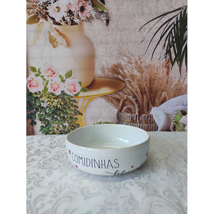 Tigela Riscado M Decor Frases/Coração Comidinhas e fofoquinhas (182-726)