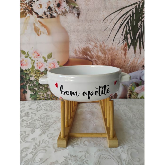 Bowl Frisada Com Alça Frases/Coração Bom Apetite (182-866)
