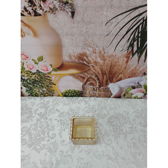 Bowl Quadrado De Cristal De Chumbo Coração Âmbar Metalizado 8,5X8,5X5Cm (1718)