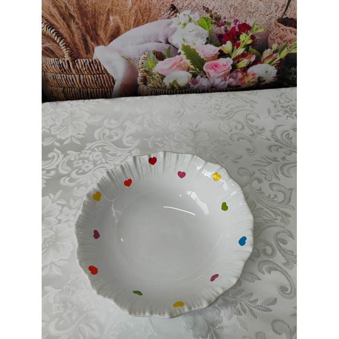 Bowl Trigo Branco com Poá Coração Colorido 167-022