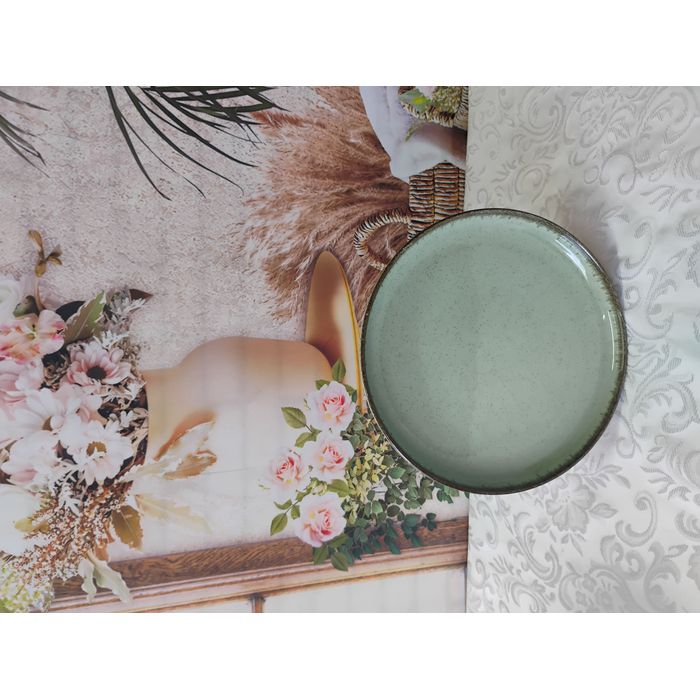 Prato Sobremesa Porcelen Verde Pérola