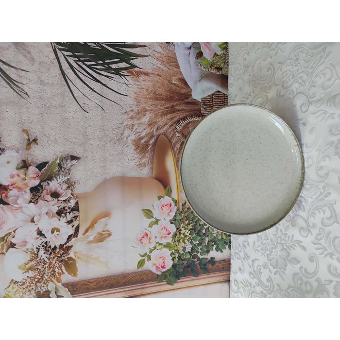 Prato Sobremesa Porcelen Bege Pérola