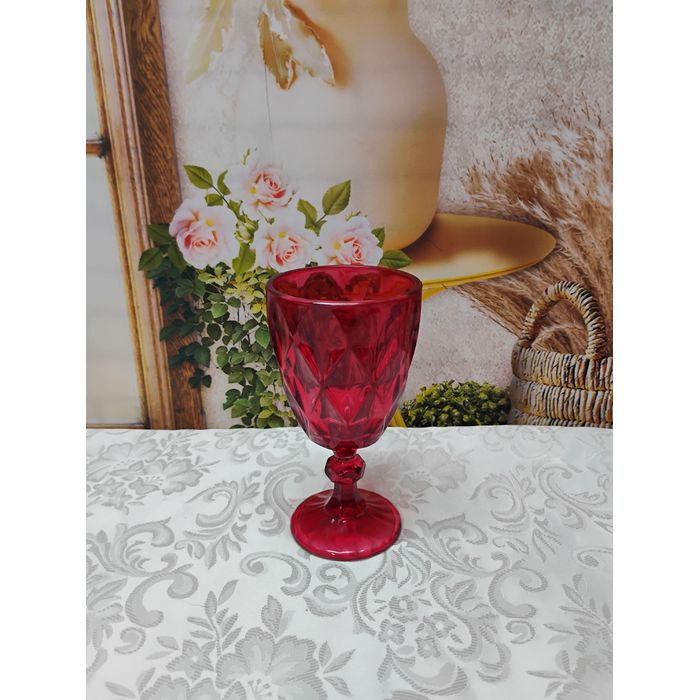 Taça de Vidro Della Home Diamond Vermelha 265 ml 792331