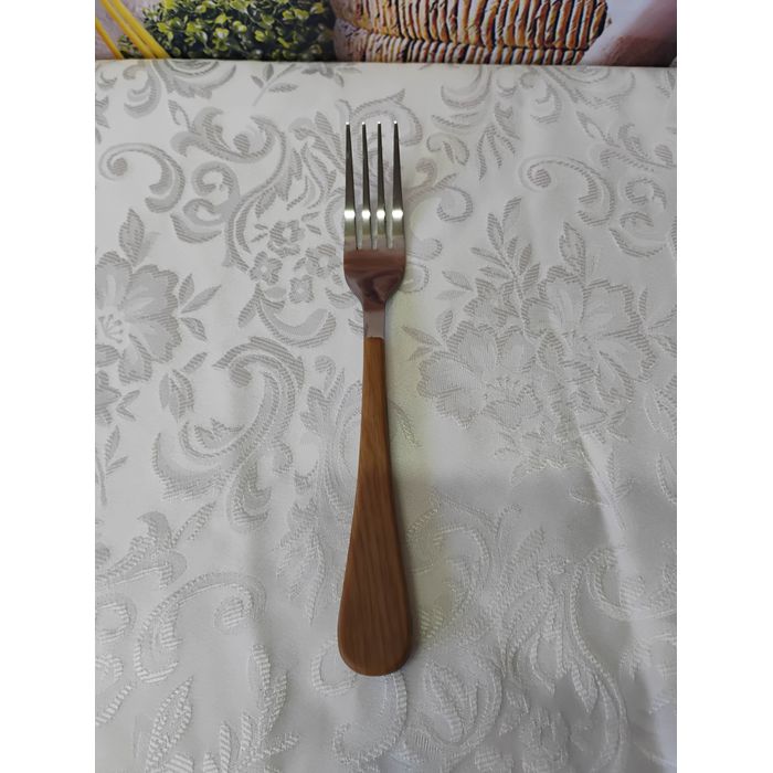 Garfo p/ Mesa de Aço Inox c/ Cabo em Plástico Amadeirado Milão 21cm 71829