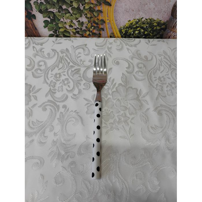 Garfo para Mesa Gamma cabo Branco com Bolas Pretas