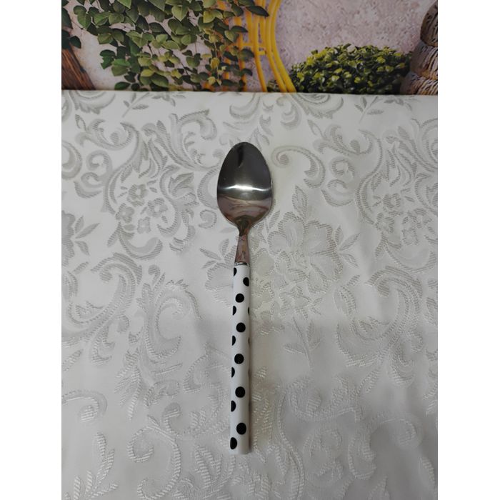 Colher para Mesa Gamma cabo Branco com Bolas Pretas
