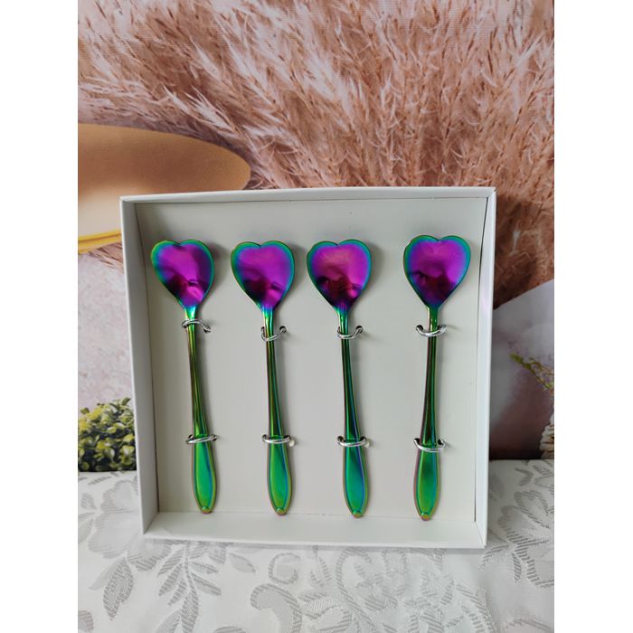 Colher de Aço Inox para Chá Heart Rainbow (Bon Gourmet 28302)