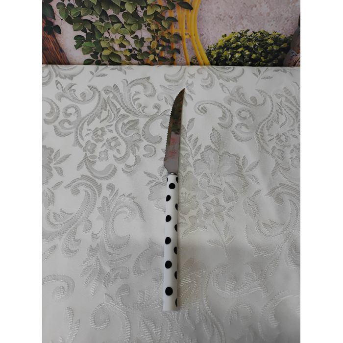 Faca para Mesa Gamma cabo Branco com Bolas Pretas