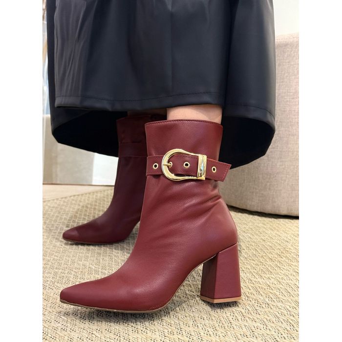 Bota Helô couro legítimo Marsala - NAYKAZUMI