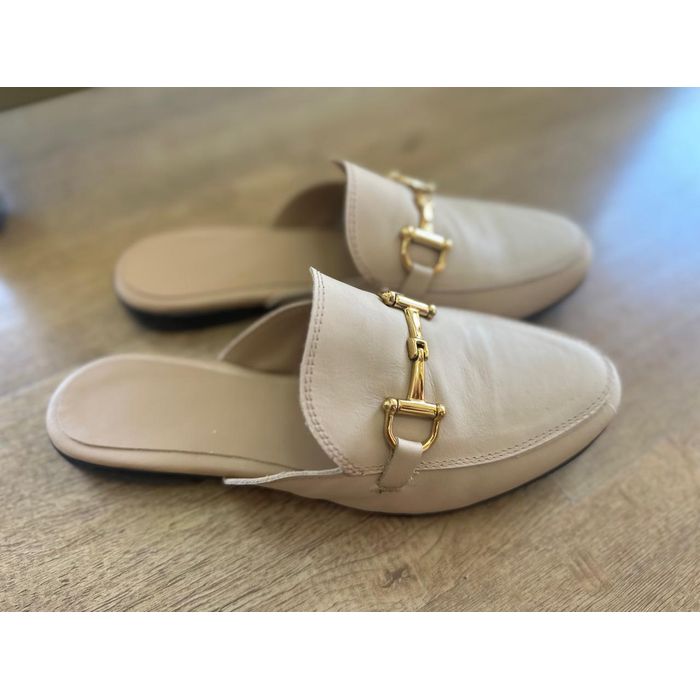 Mule feminino em couro Legítimo nude - NAYKAZUMI