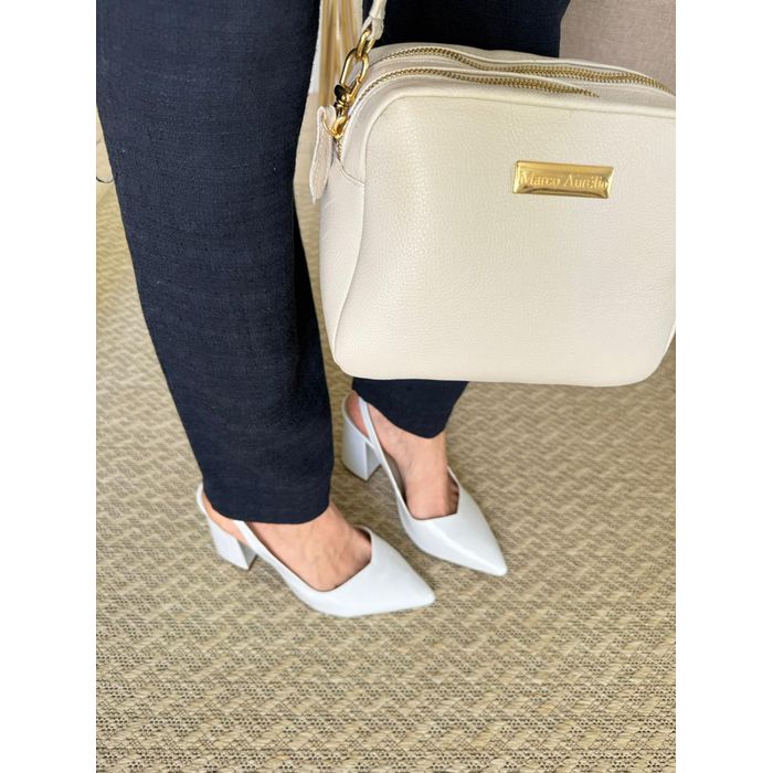 Sapato Slingback Branco verniz - NAYKAZUMI