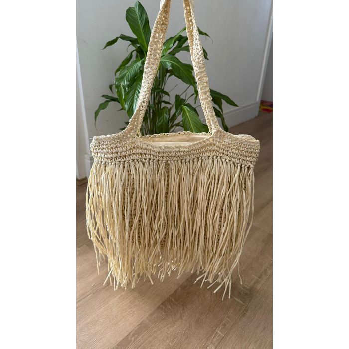 Bolsa de Palha Franja Off White - NAYKAZUMI