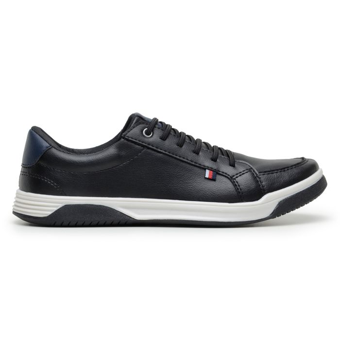 Sapatenis Bicolor Masculino Sapato Casual Social Confortável 100% Couro Eco. - Preto